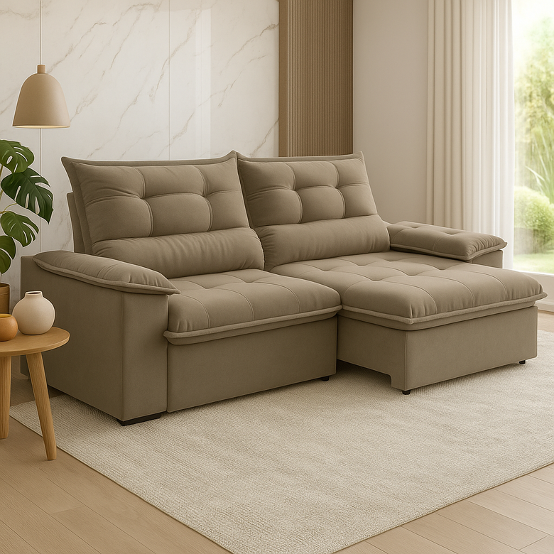 Sofá Retrátil e Reclinável 3 Lugares Veneto Besthouse