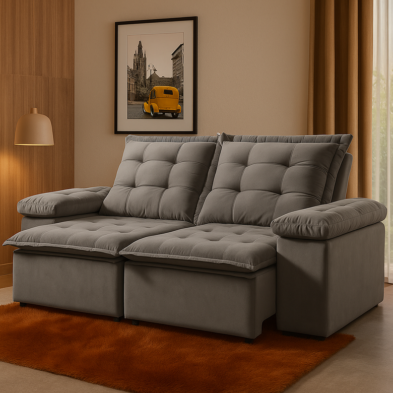 Sofá Retrátil e Reclinável 3 Lugares Dream Bacetto