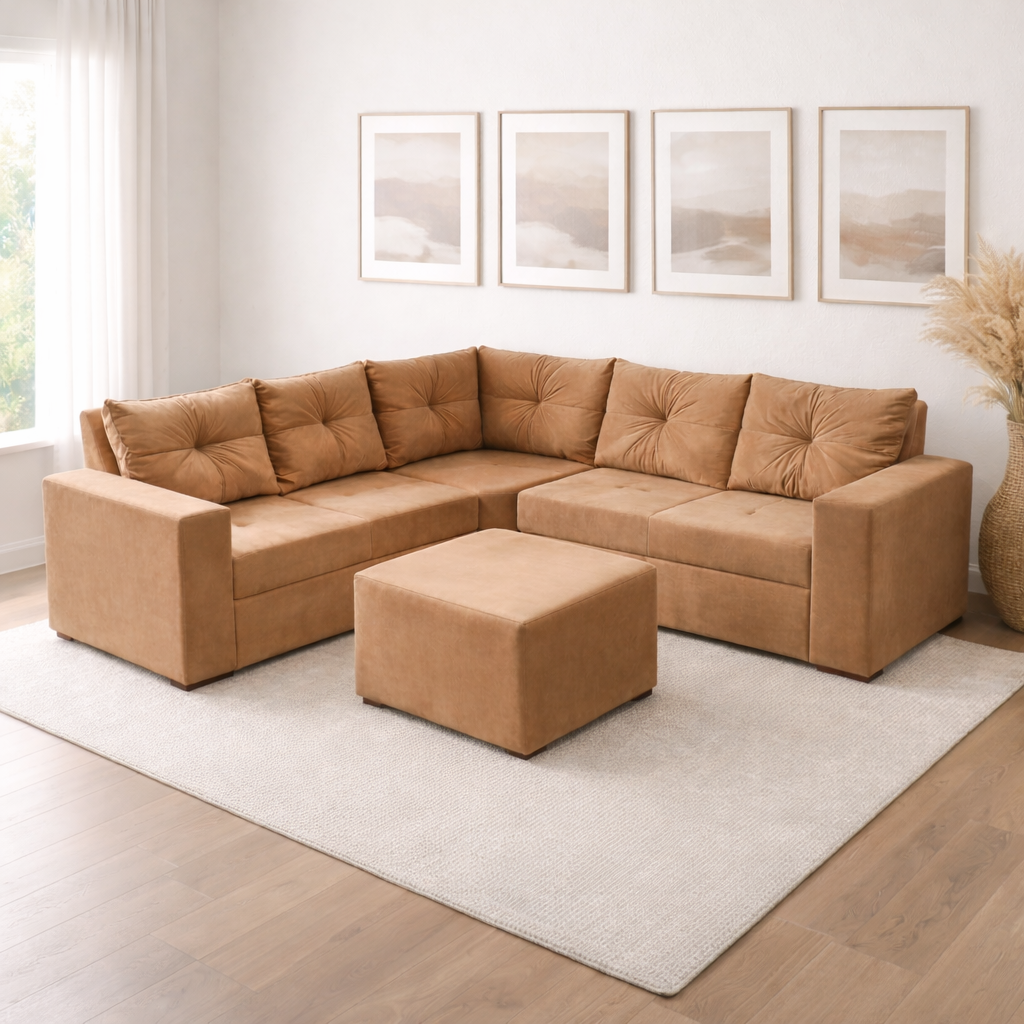 Conjunto Estofado de Canto Su Inca SMS Estofados - CARAMELO  INCA