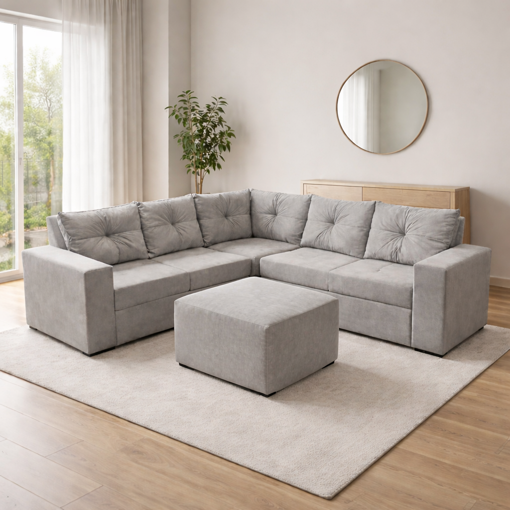 Conjunto Estofado de Canto Su Inca SMS Estofados - CINZA