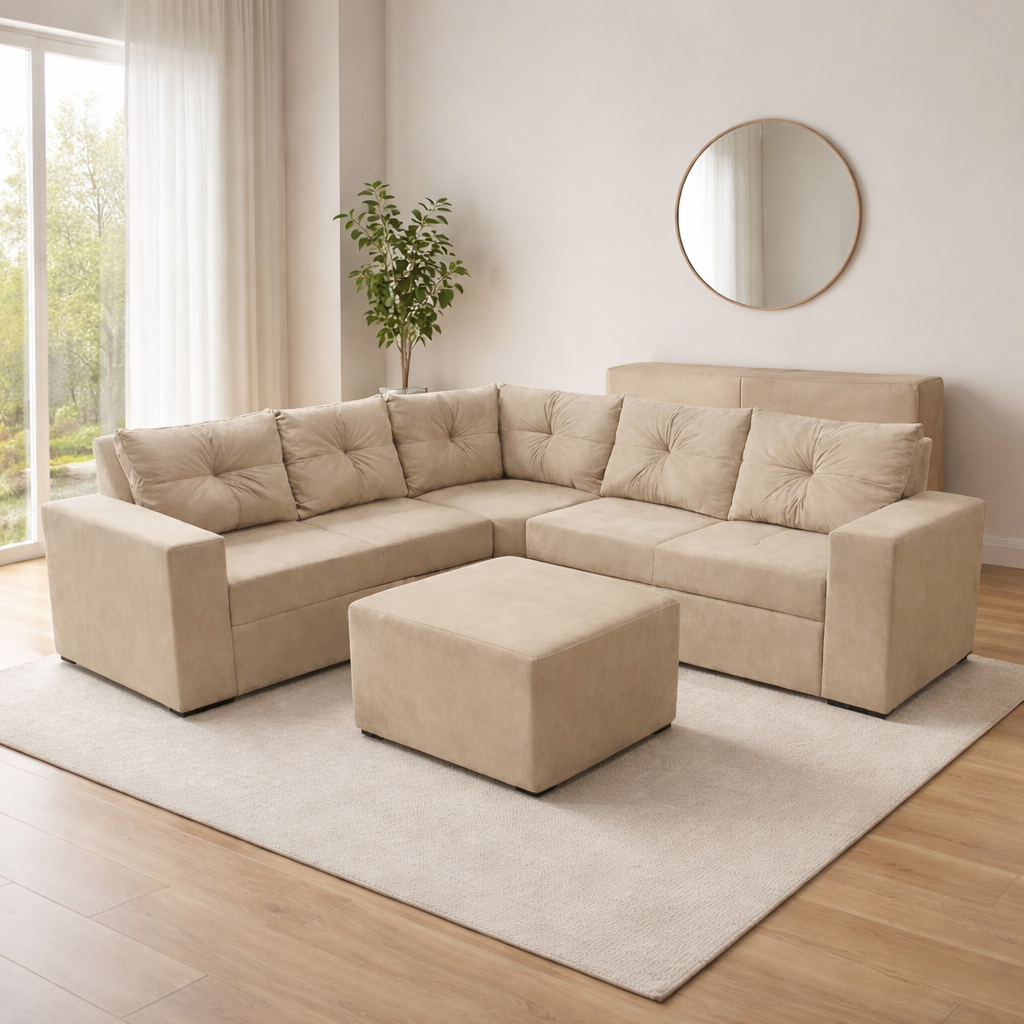 Conjunto Estofado de Canto Su Inca SMS Estofados - BEGE