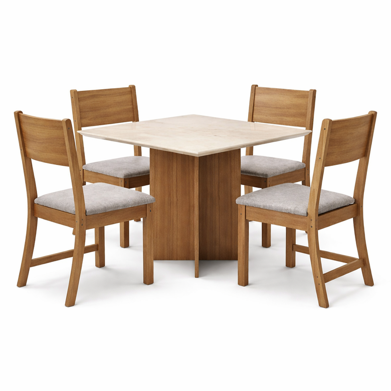 Conjunto de Mesa Helo Poliman com 4 Cadeiras Karlas