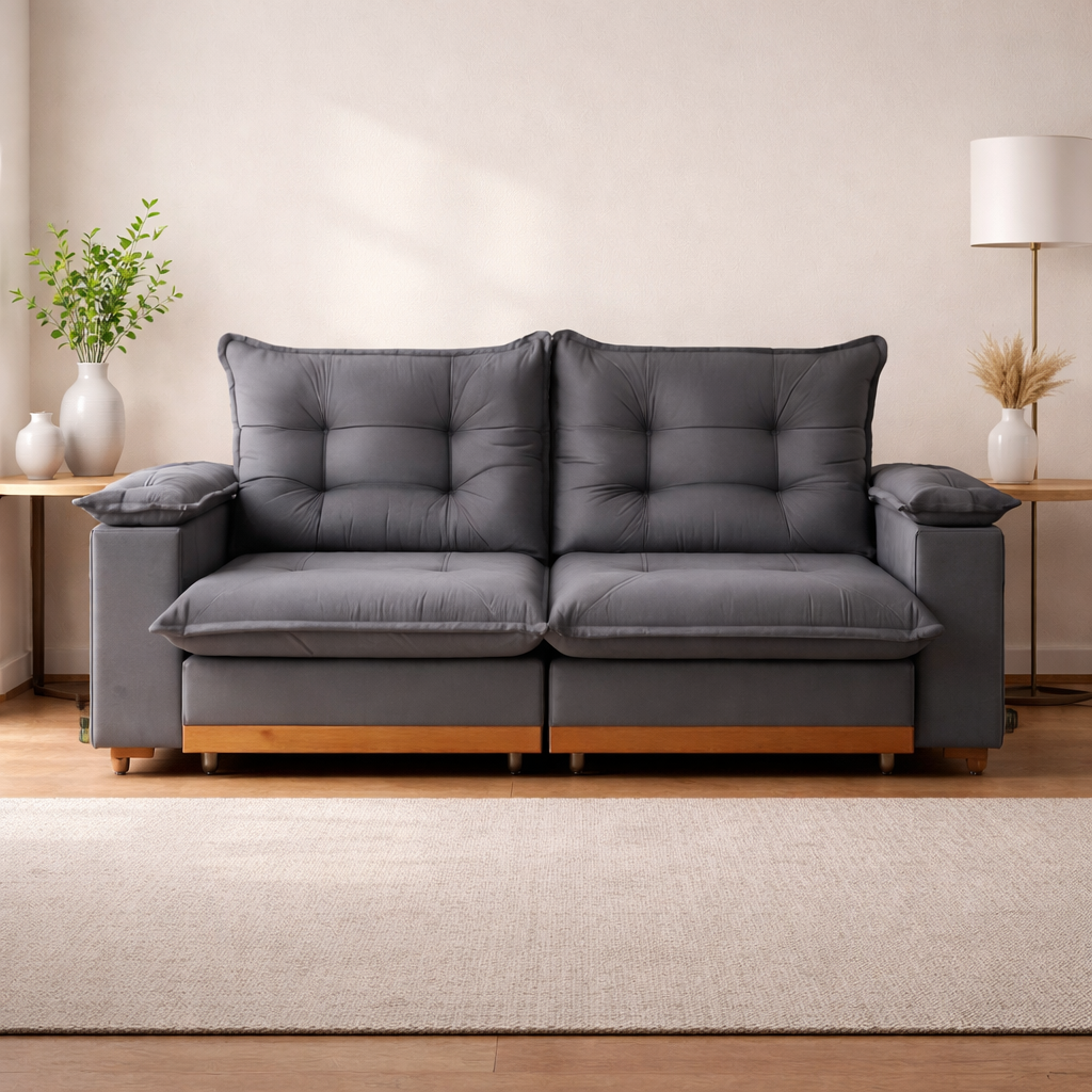 Sofá Retrátil e Reclinável Dubai 2,30m Fatto - CINZA