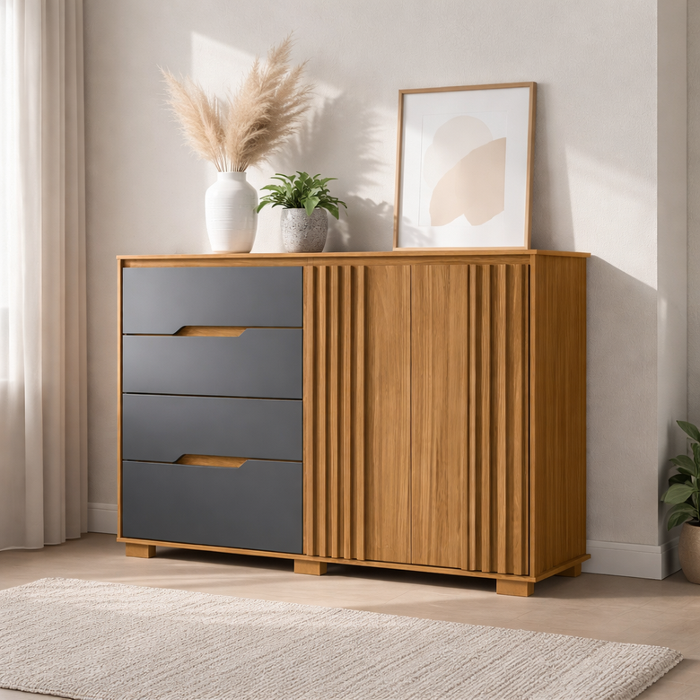 Cômoda Com Sapateira 4 Gavetas 2 Portas Texas Moval