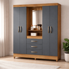 Guarda-Roupa Solteiro 4 Portas com Espelho 3 Gavetas Capri Moval