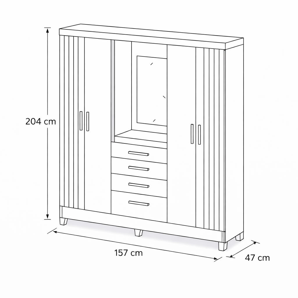 Guarda-Roupa Casal Atenas 4 Portas 4 Gavetas Moval