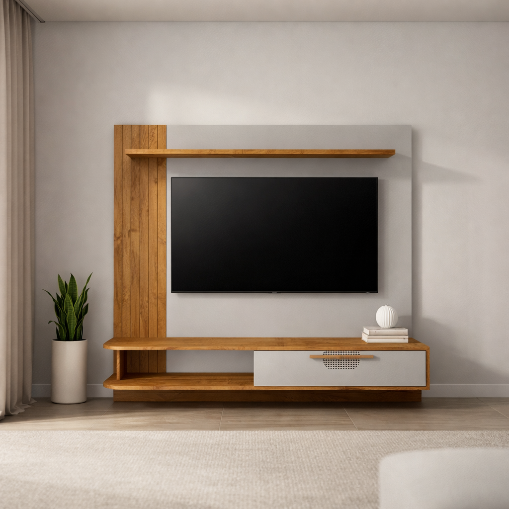 Painel para TV até 65 Polegadas Jeri Bechara - NATURELE/OFF WHITE