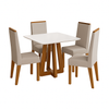 Conjunto de Mesa de Jantar 90x90cm Quadrada com 4 Cadeiras Livia Sonetto