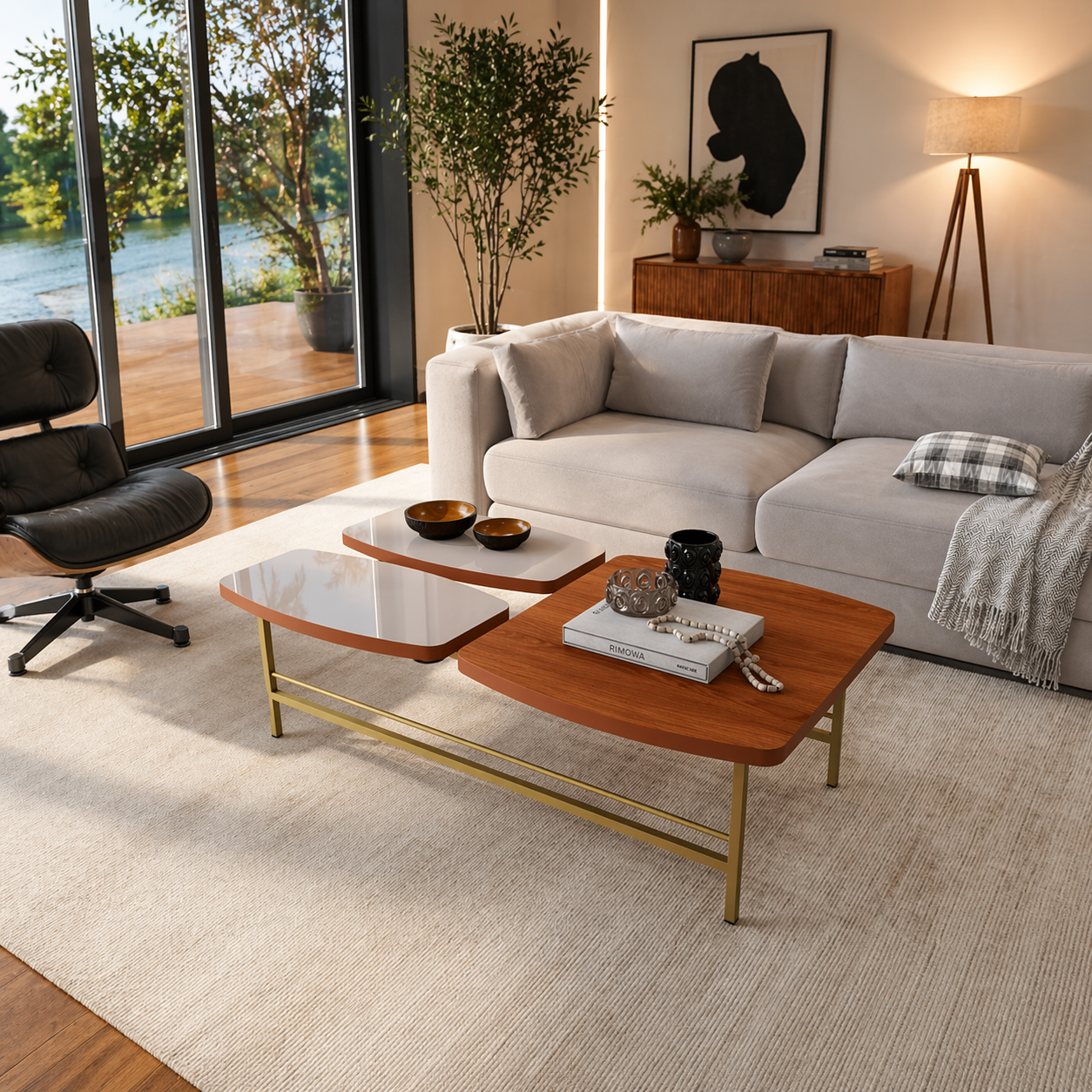 Mesa de Centro Lile 1,10m Lukaliam com Base Metálica - JEQUITIBA/OFF