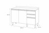 Balcão de Cozinha Macadâmia 120cm 2 Portas 3 Gavetas Telasul