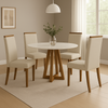 Conjunto Mesa de Jantar 90cm Redonda com 4 Cadeiras Livia Sonetto