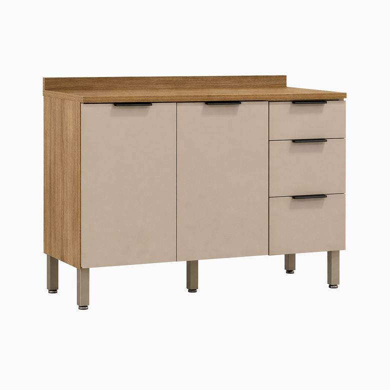 Balcão 2 Portas 3 Gavetas Viv Aluminum Kits Paraná