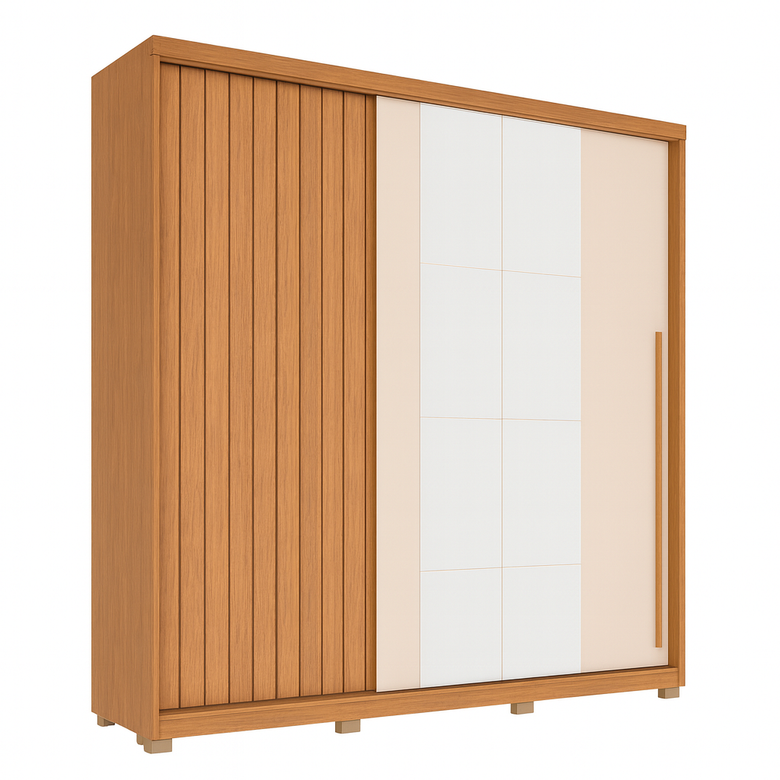 Guarda Roupa Casal 2 Portas de Correr com Espelho e 4 Gavetas 2.4 Flex Moviment Caemmun