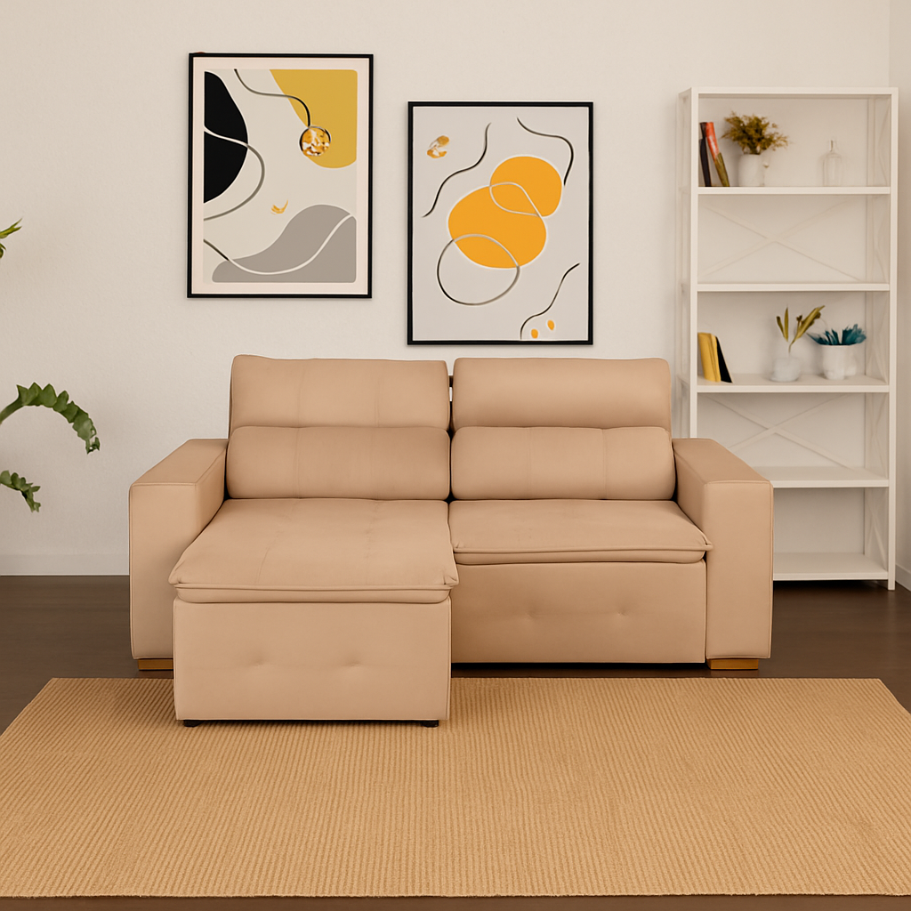Sofá Retrátil/Reclinável 3 Lugares Isabela  Allflex - BEGE