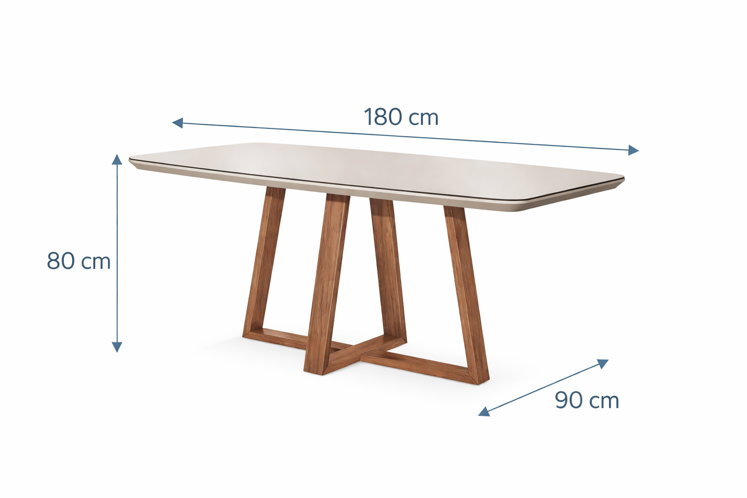 Mesa de Jantar Bennett 1,80m com Vidro Província para 6 Lugares