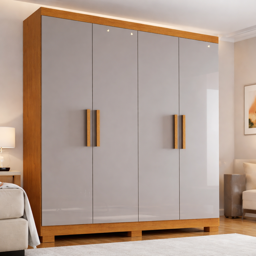 Guarda Roupa Solteiro 4 Portas 2 Gavetas Sergipe Bianchi - OFFWHITE