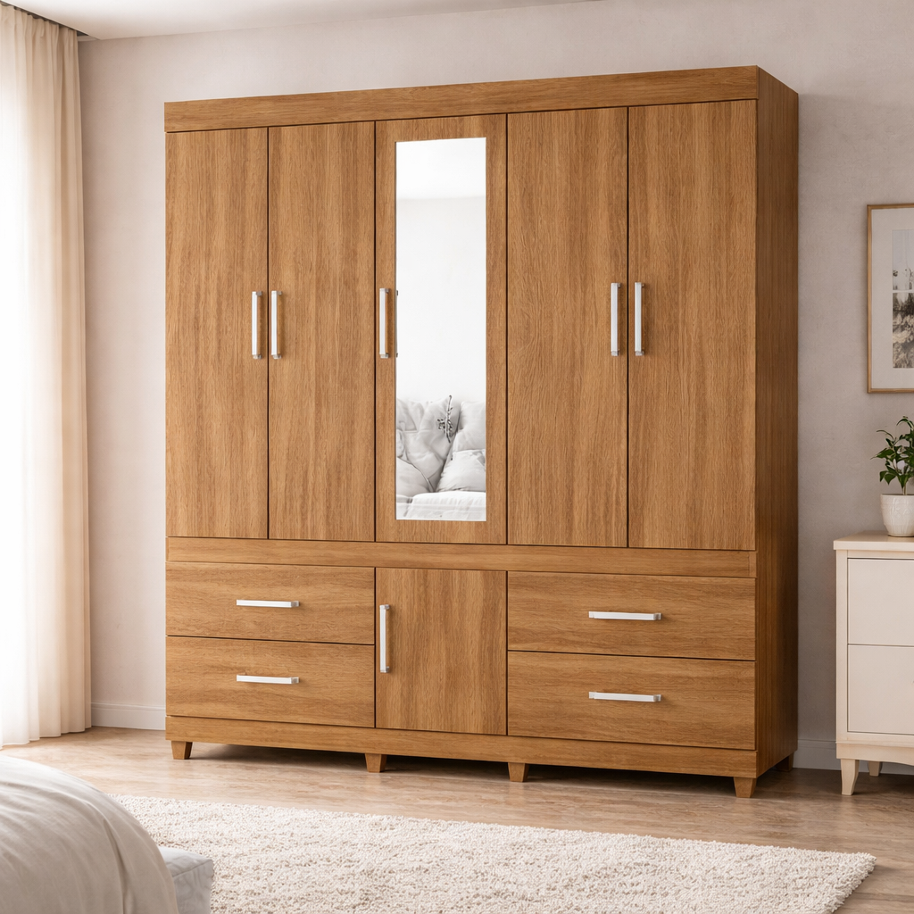 Guarda Roupa Casal 6 Portas 4 Gavetas Guarujá Demóbile - AMENDOLA TOUCH