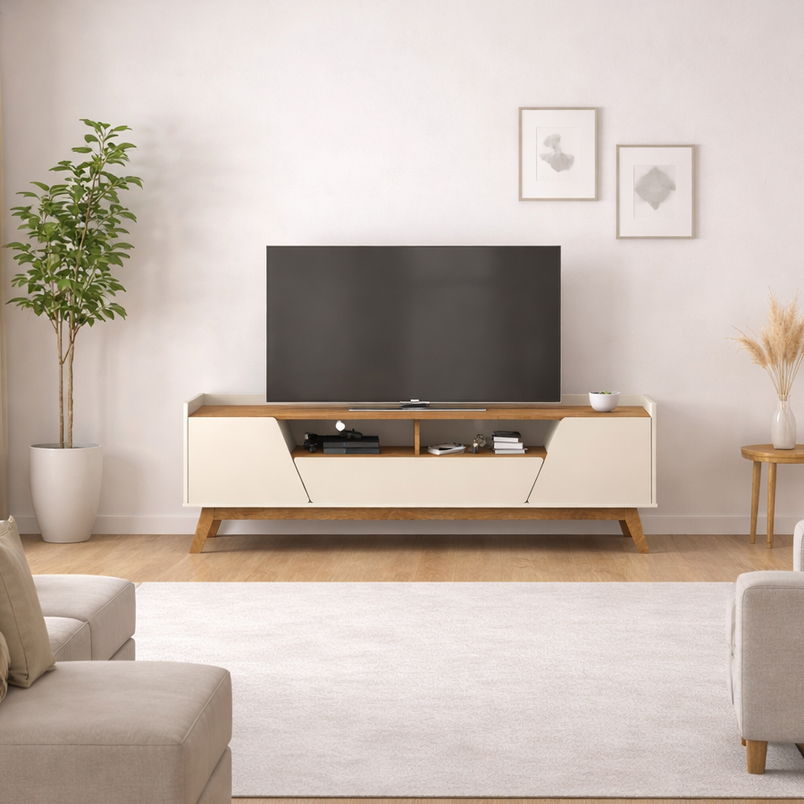 Rack para TV até 65 Polegadas Florença Bechara - NATURELE/OFF WHITE