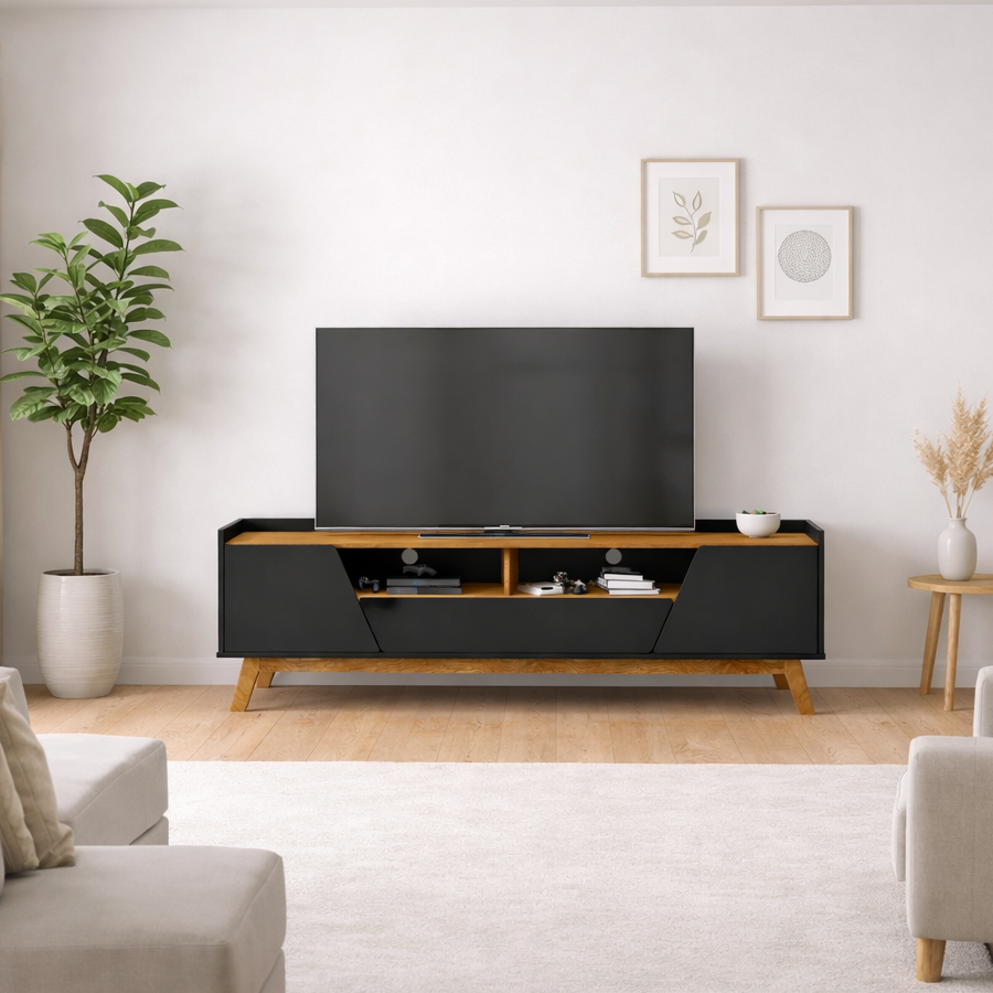 Rack para TV até 65 Polegadas Florença Bechara - PTO FOSCO/NATURELE