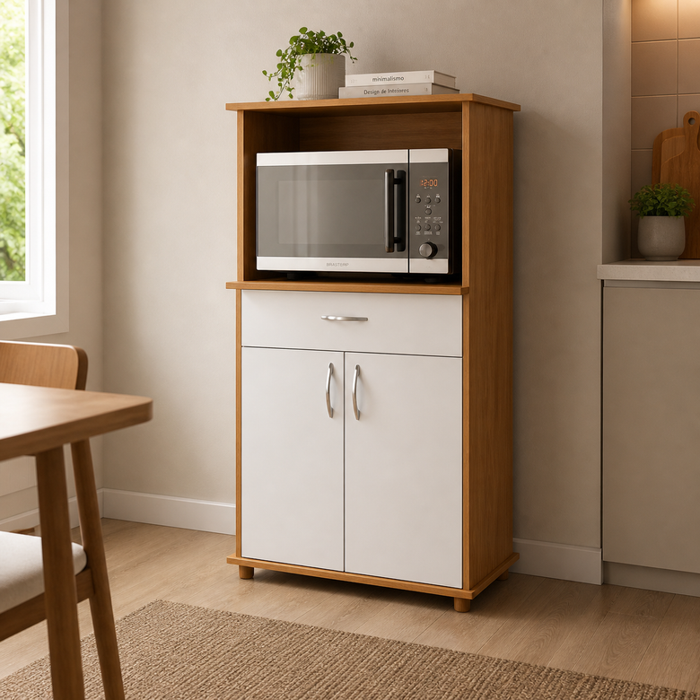 Balcão para Micro-ondas com 2 Portas e 1 Gaveta NT 3070 Notável