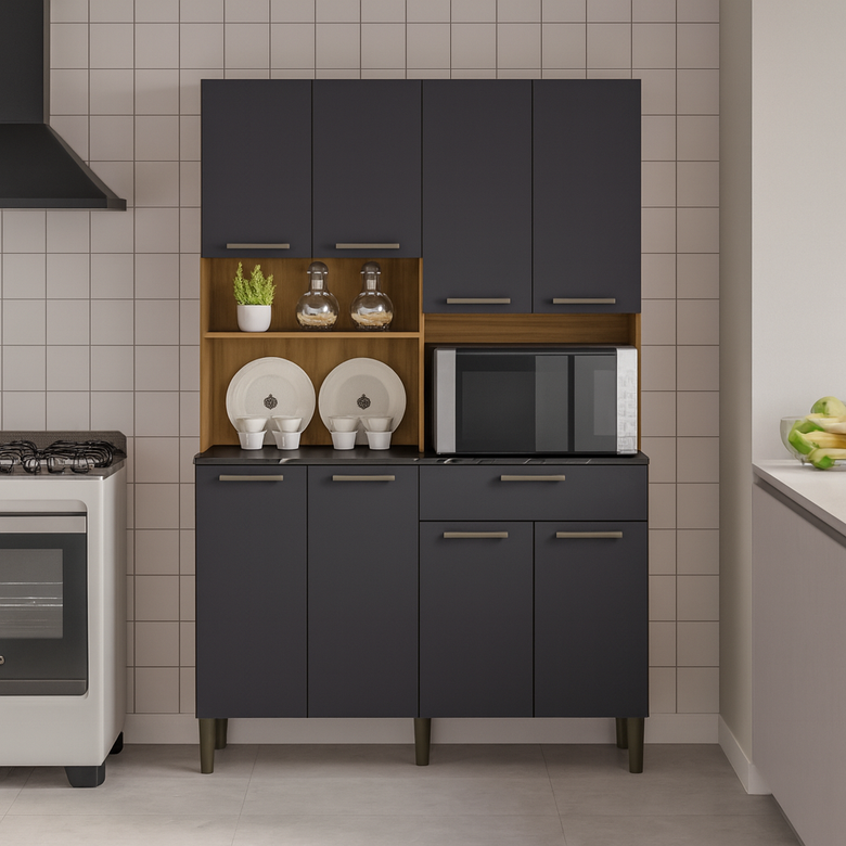 Cozinha Compacta 8 Portas 1 Gaveta Tannat Ronipa