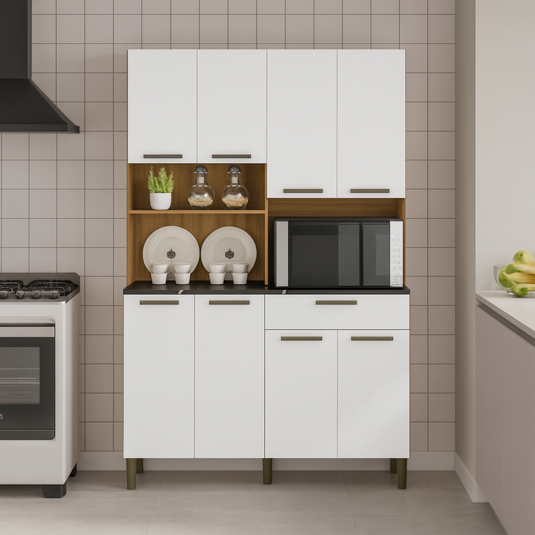 Cozinha Compacta 8 Portas 1 Gaveta Tannat Ronipa