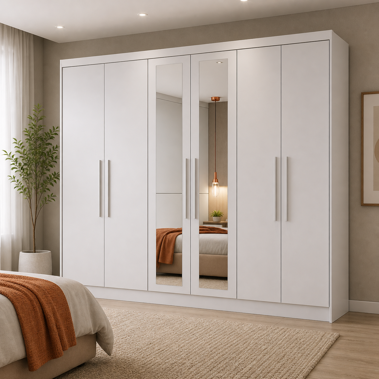Guarda-Roupa Casal Robust com Espelho 6 Portas 6 Gavetas Novo Horizonte - NEVE