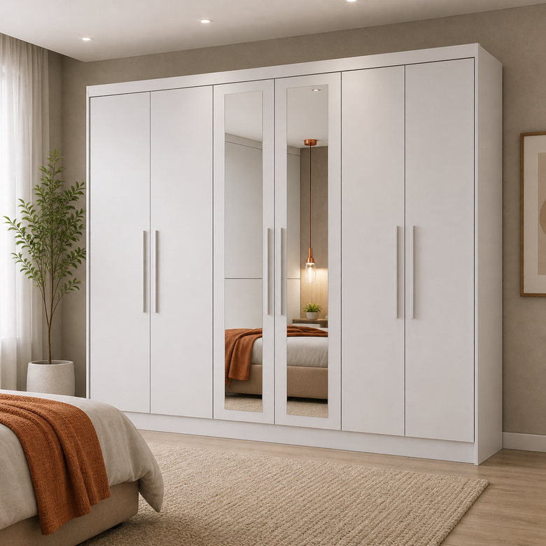 Guarda-Roupa Casal Robust com Espelho 6 Portas 6 Gavetas Novo Horizonte