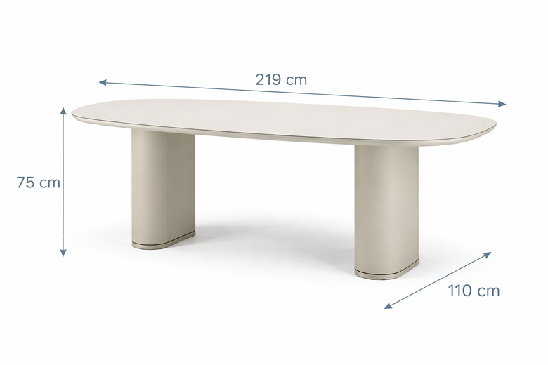 Mesa de Jantar 2,20m com Vidro Lintz Província para 8 Lugares