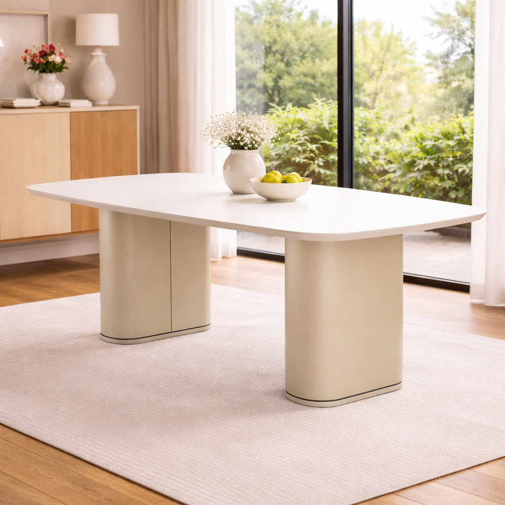 Mesa de Jantar 2,20m com Vidro Lintz Província para 8 Lugares