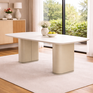 Mesa de Jantar 2,20m com Vidro Lintz Província para 8 Lugares