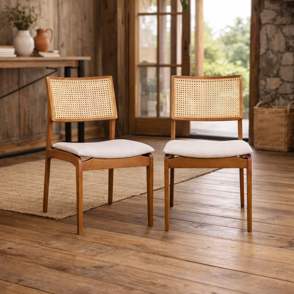 Kit 2 Cadeiras de Jantar Saga Província em Madeira Maciça com Assento Estofado - NATURAL / LINKED 200 02