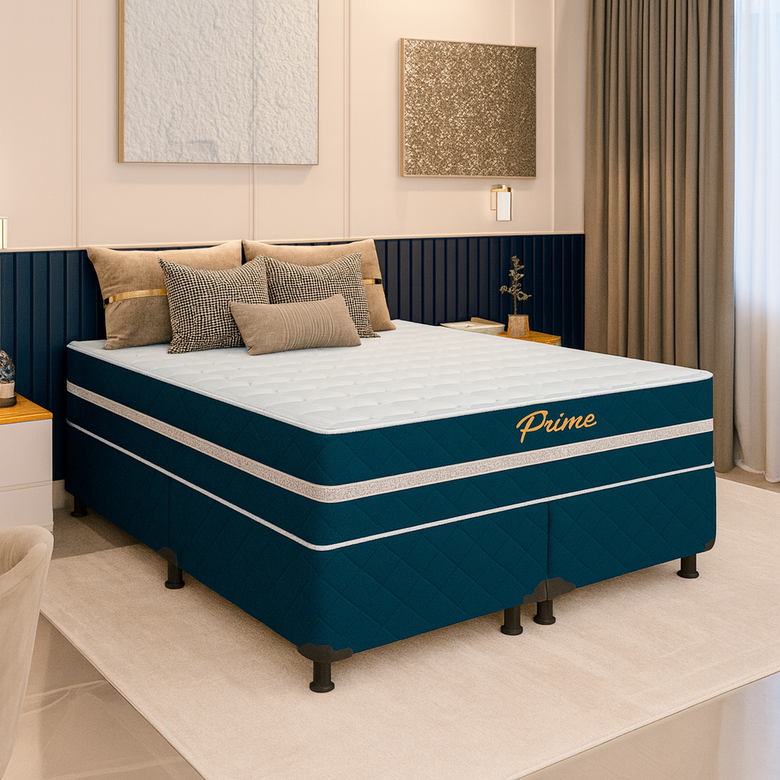 Cama Box Queen Prime (Colchão + Base) 158x188x60 Bacetto