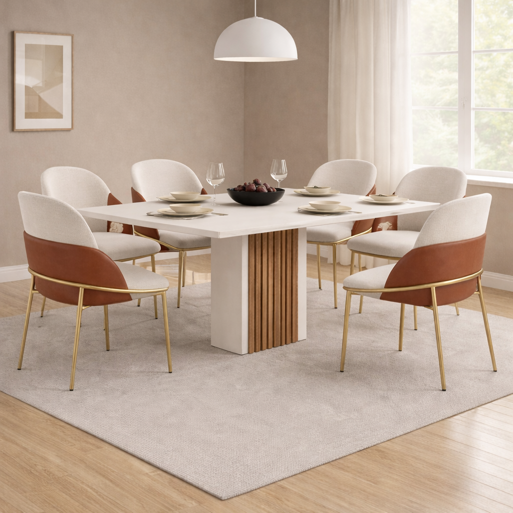 Conjunto 6 Cadeiras Estofadas Vitta Dj Móveis - DOURADO/TERRACOTA