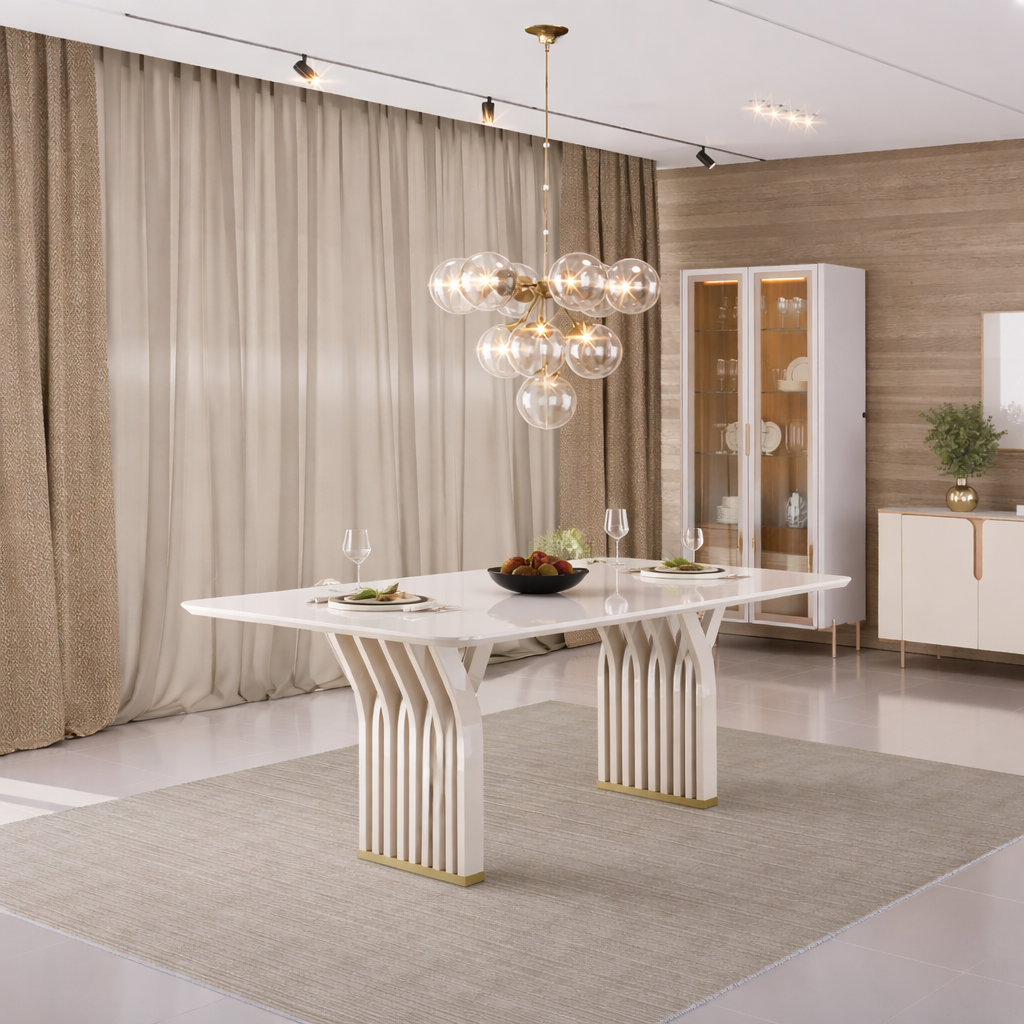 Mesa De Jantar 6 Lugares Yara Dj Móveis - OFFWHITE