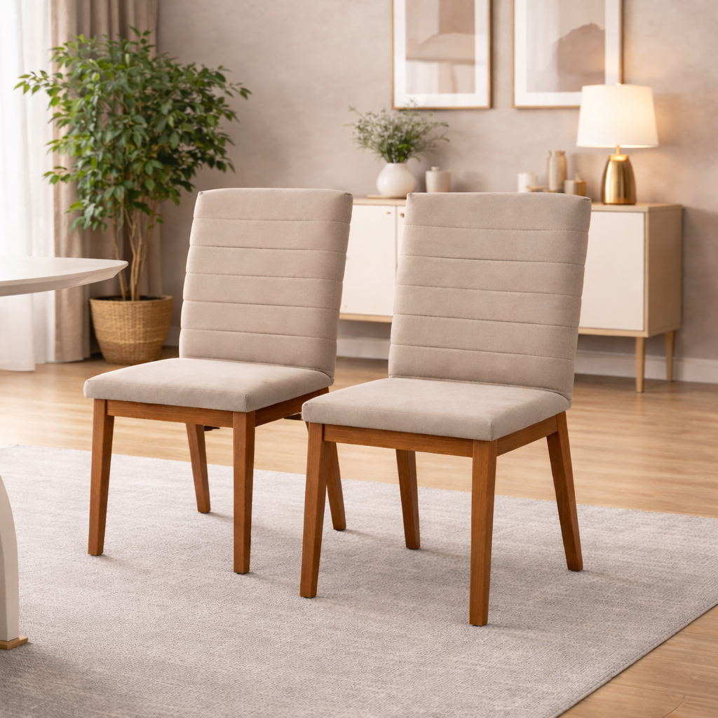 Conjunto 2 Cadeiras Estofadas Sofia Dj Móveis - BEGE