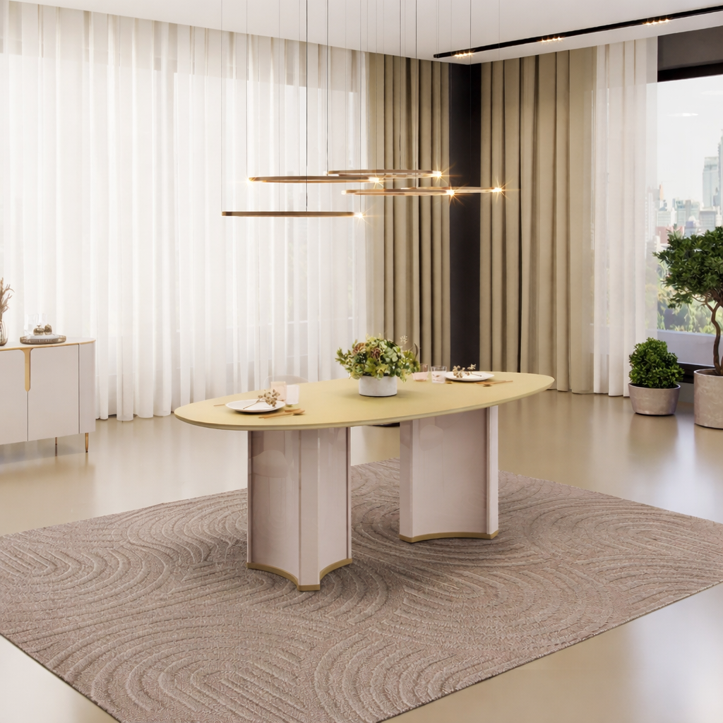 Mesa de Jantar 6 Lugares MDF Liz  DJ Móveis - OFFWHITE