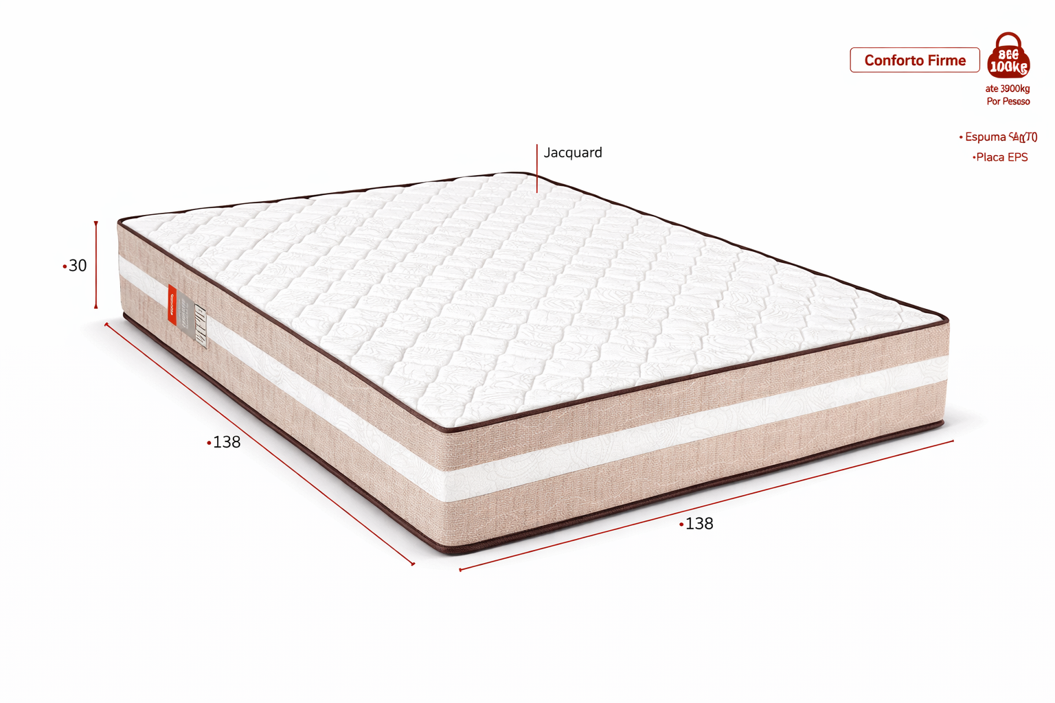 Colchão Casal 138x24 Ortopédico AG70 Gold Premium Reconflex