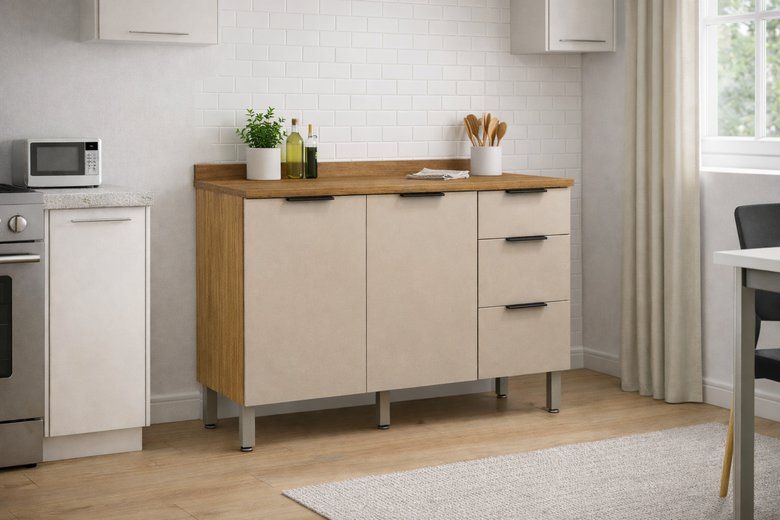 Balcão 2 Portas 3 Gavetas Viv Aluminum Kits Paraná