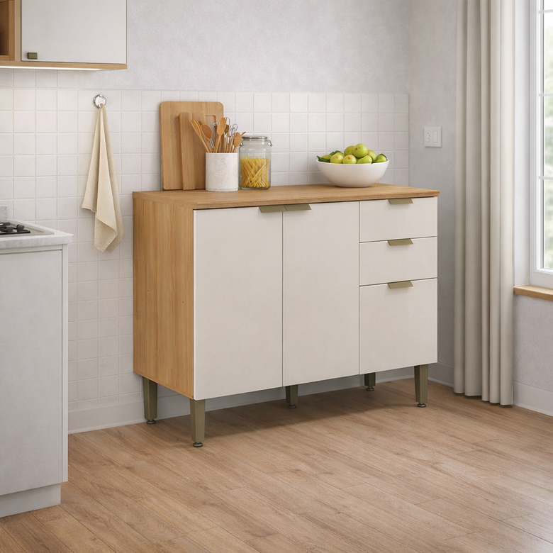 Balcão 120 cm 3 portas e 2 Gavetas Selene Linea