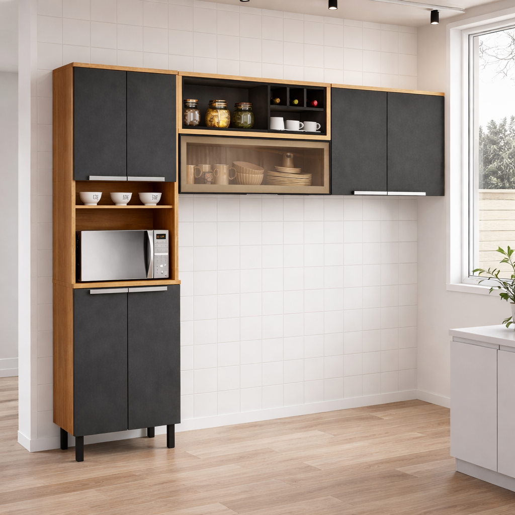 Cozinha Modulada 3 Peças 7 Portas New Porto Itatiaia - GRAFITE