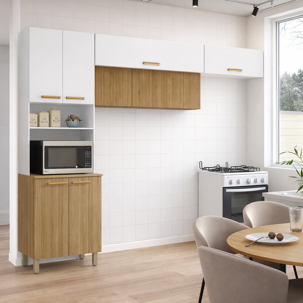 Cozinha Compacta 9  Portas Urbane Kit's Paraná - FREIJO/SUPREMO/RIPADO