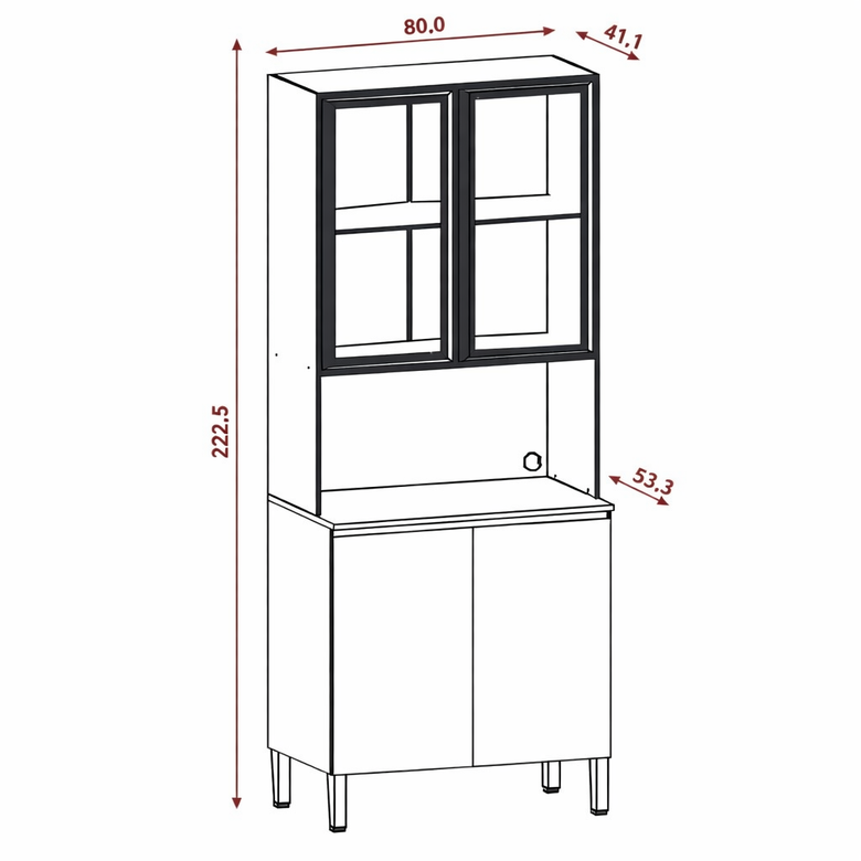 Paneleiro 4 Portas Com 2 Portas em Vidro Art Kits Paraná