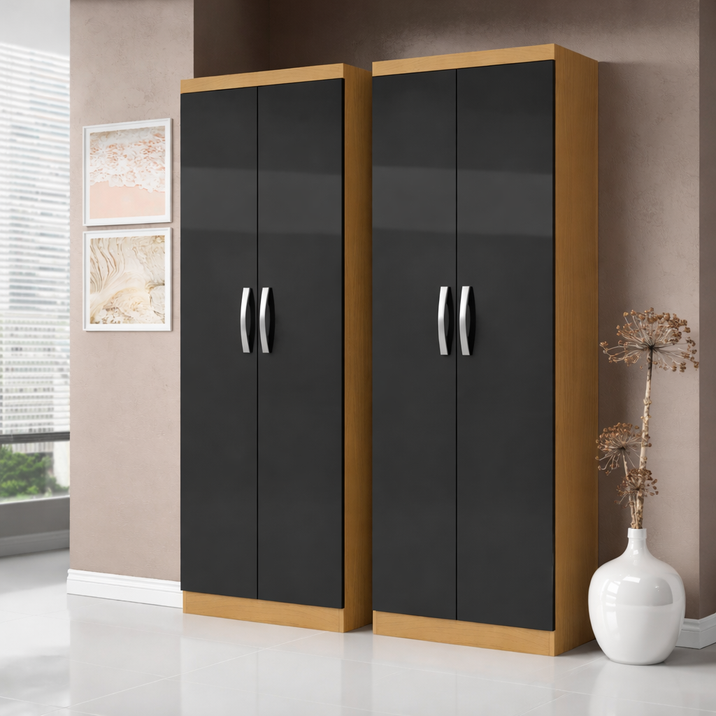 Kit 02 Armários Multiuso 2 Portas New Aramóveis - GRAFITE