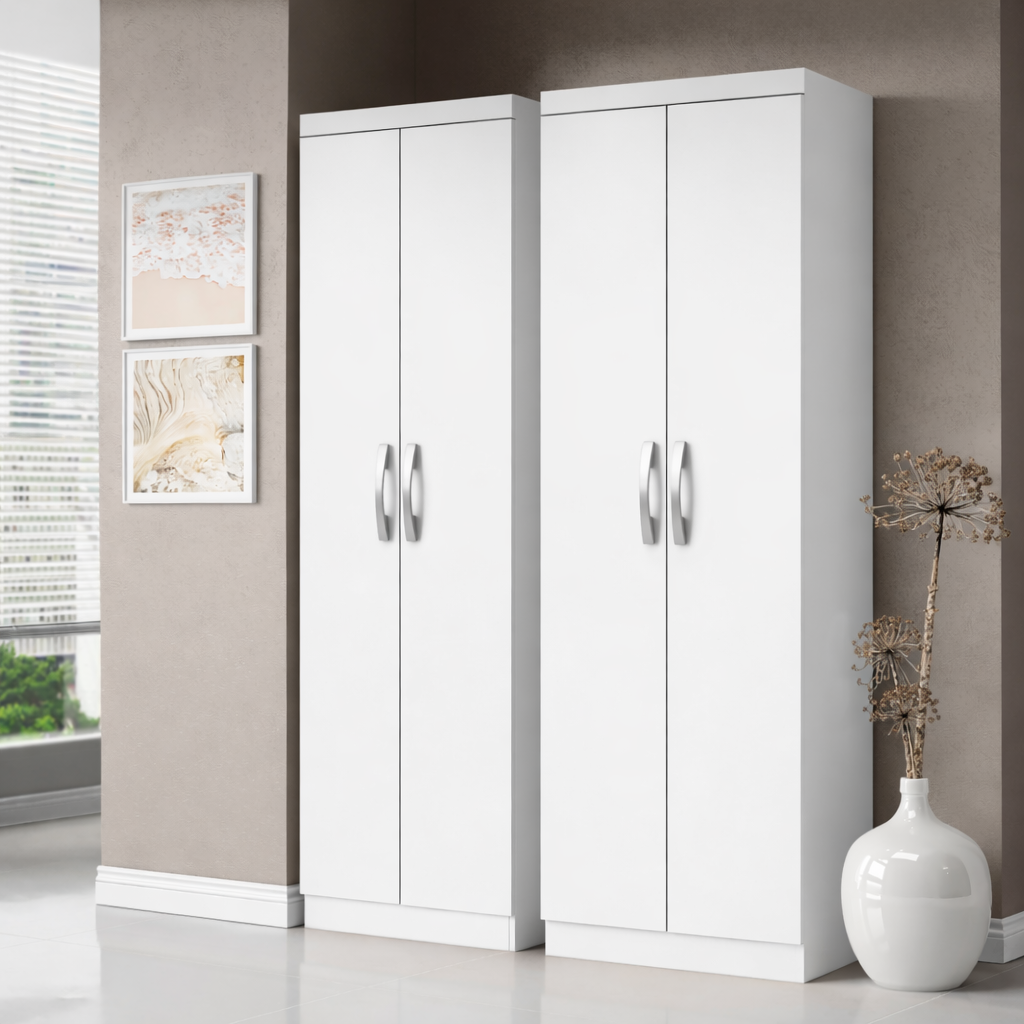 Kit 02 Armários Multiuso 2 Portas New Aramóveis - BRANCO