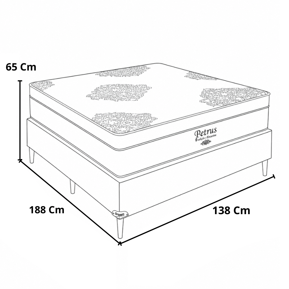 Conjunto Box Casal 138x188 ( Base + Colchão ) Petrus Ortobom
