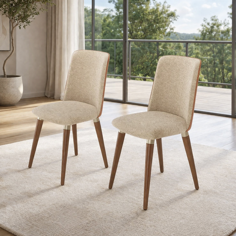 Conjunto com 2 Cadeiras de Madeira Maciça Estofadas Dakota
