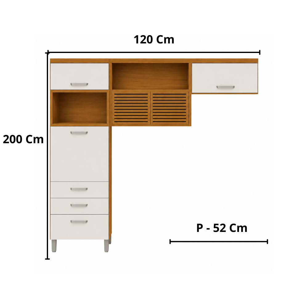 Cozinha Modulada  2 Peças Princesa com Nichos e Portas Nesher