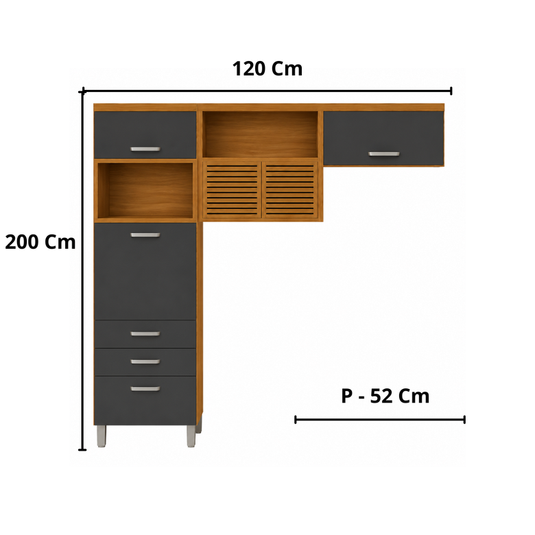 Cozinha Modulada  2 Peças Princesa com Nichos e Portas Nesher