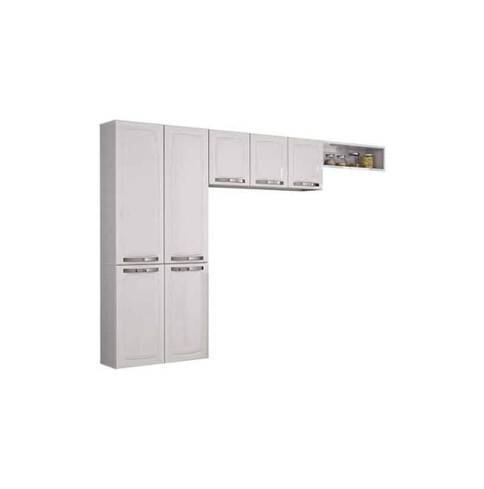 Cozinha 3 Peças 7 Portas Itatiaia Rose com Prateleiras - BCO